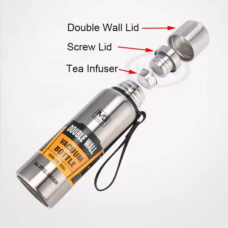 large Capacity Stainless Steel Thermos Portable Vacuum Flask Insulated Tumbler with Rope Thermo Bottle 500/700ml