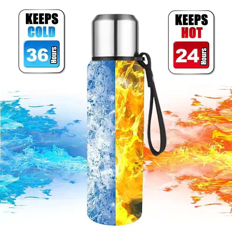 large Capacity Stainless Steel Thermos Portable Vacuum Flask Insulated Tumbler with Rope Thermo Bottle 500/700ml