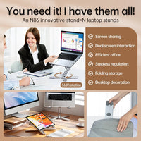 ""Foldable Laptop Stand 360° Rotation Aluminum Alloy Holder on office desk