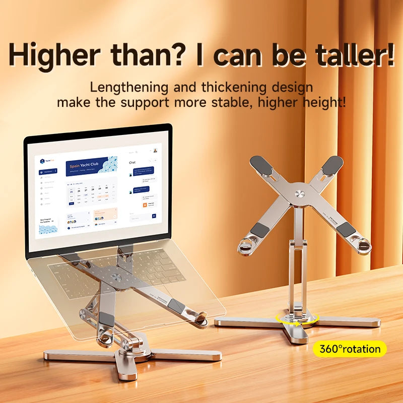 ""Adjustable Foldable Laptop Stand 360° Rotation Aluminum Alloy Holder side view