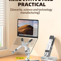 ""Adjustable Foldable Laptop Stand 360° Rotation Aluminum Alloy Holder side view