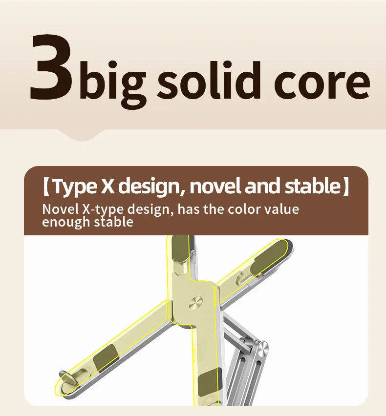 ""Adjustable Foldable Laptop Stand 360° Rotation Aluminum Alloy Holder side view