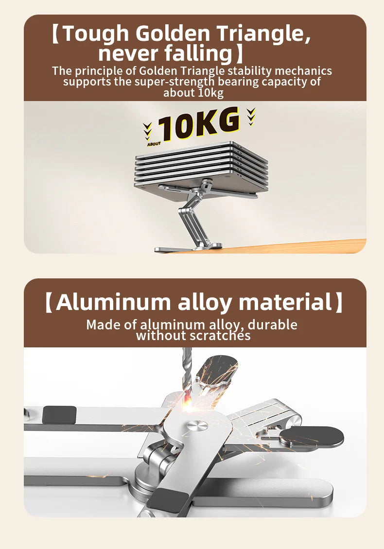 ""Aluminum alloy Foldable Laptop Stand 360° Rotation holding laptop