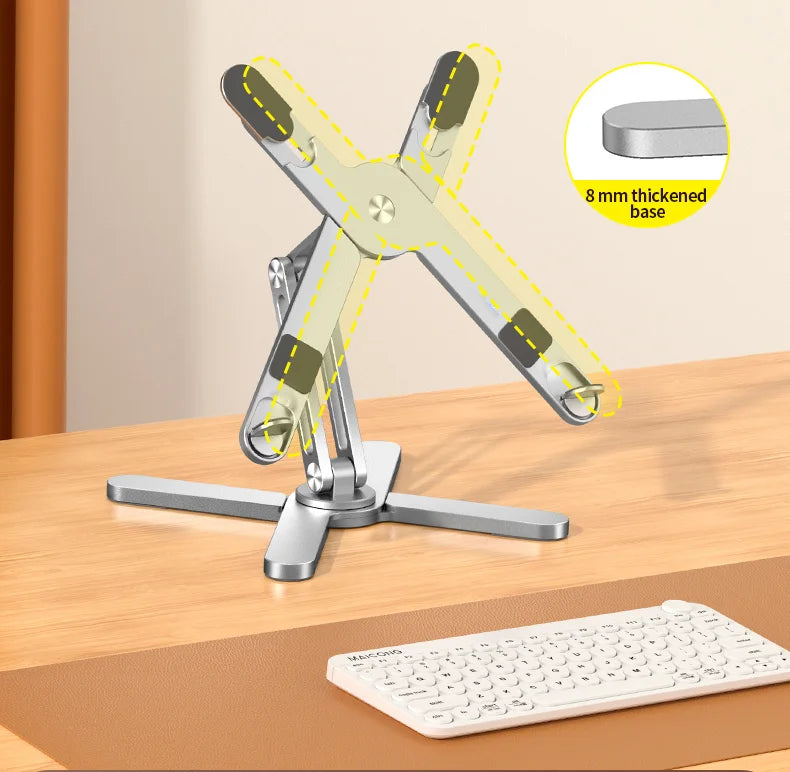 ""Aluminum alloy Foldable Laptop Stand 360° Rotation holding laptop