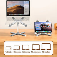 ""Portable Foldable Laptop Stand 360° Rotation Aluminum Alloy Holder folded design