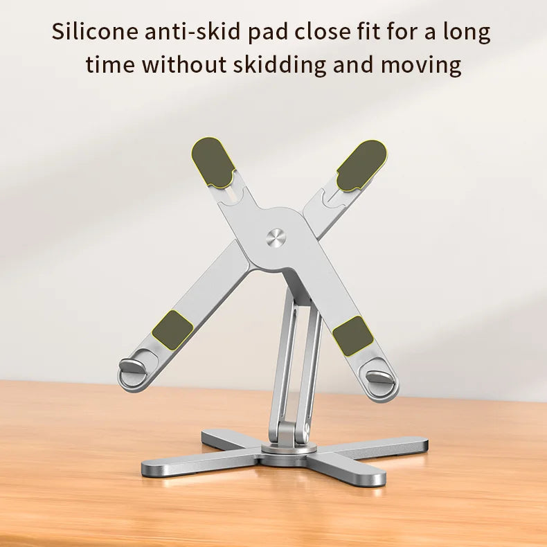 ""Portable Foldable Laptop Stand 360° Rotation Aluminum Alloy Holder folded design
