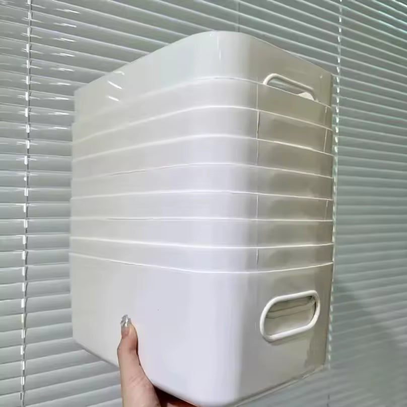 10pcs Large Capacity Storage Box with Cover Household Plastic Toy Storage Basket Snack Sundries Storage Box Desktop Organizer