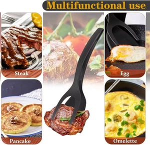 Two in one spatula tongs for flipping omelete