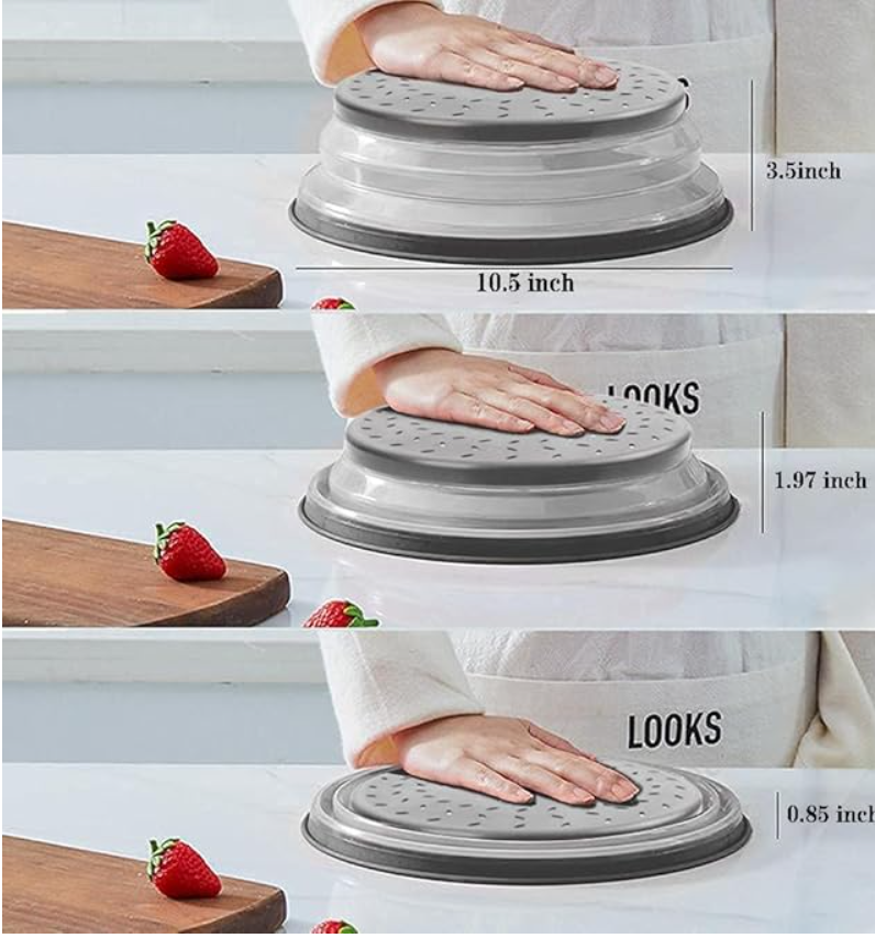 Collapsible Microwave Splatter Cover with Steam Vents Silicone Food Cover Lid