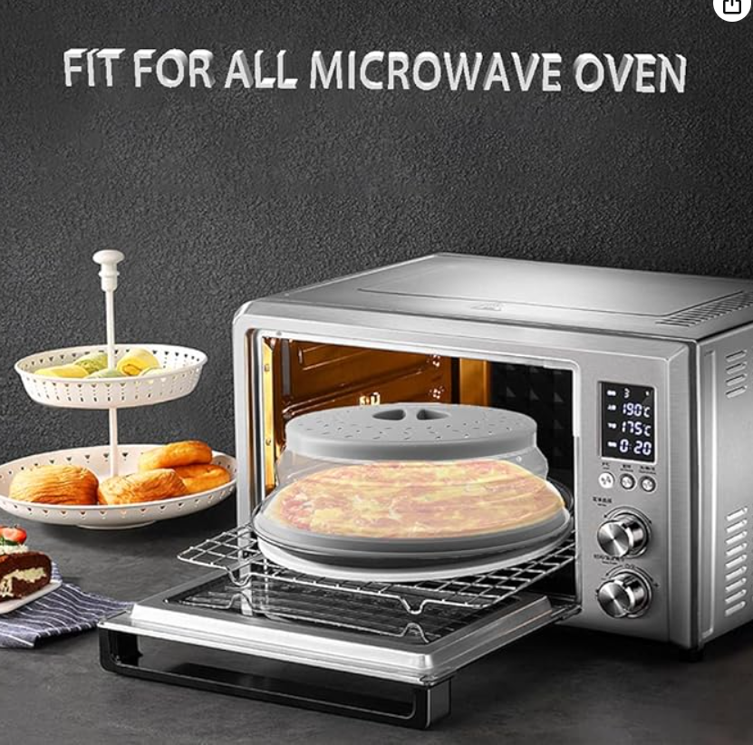 Collapsible Microwave Splatter Cover with Steam Vents Silicone Food Cover Lid