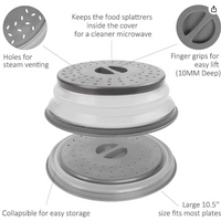 Collapsible Microwave Splatter Cover with Steam Vents Silicone Food Cover Lid