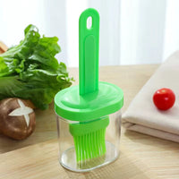 Free silicone oil brush bottle gift image in a kitchen setting, showing easy oil and sauce brushing for cooking, grilling, and baking.