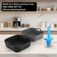 “square silicone air fryer liner set with free silicone basting brush bundle offer UAE”