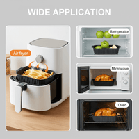 “square silicone air fryer liner ridged base non stick easy clean dishwasher safe”