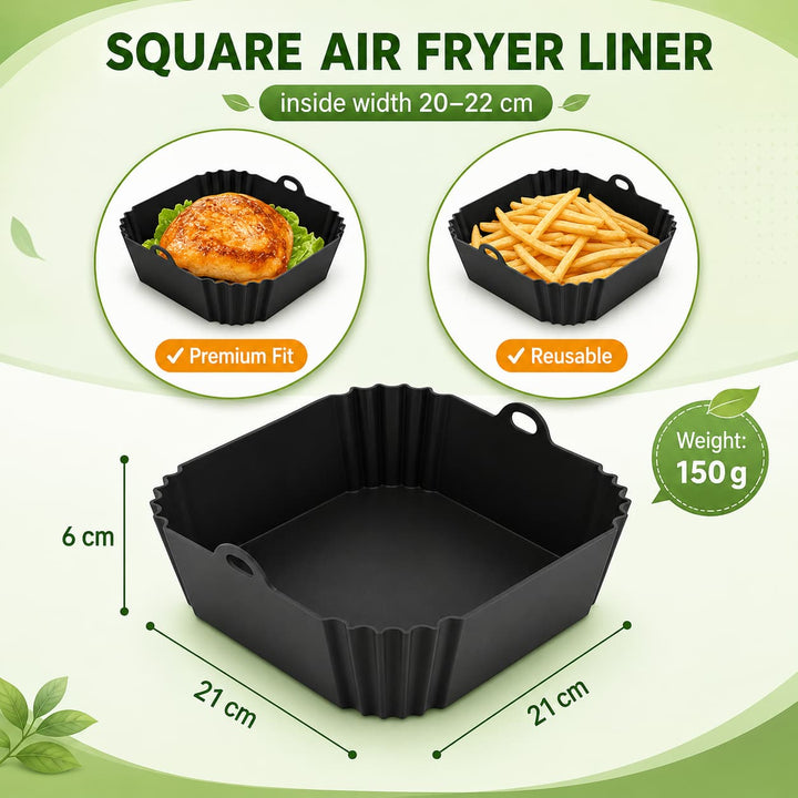 Reusable food-grade silicone air fryer liner, non-stick