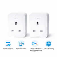 Pack of 2  smart Wi-Fi plugs UAE Type G 3-pin on white background
