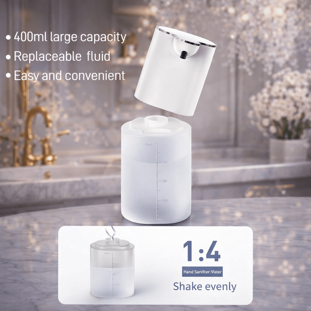 automatic foaming soap dispenser refill guide 1 to 4 soap and water mixing ratio